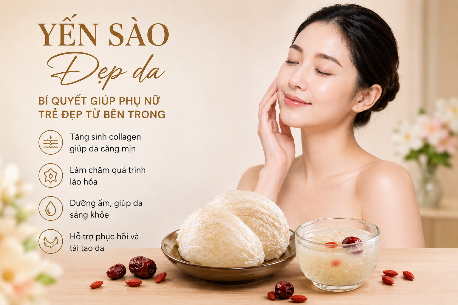 Yến Sào Đẹp Da – Bí Quyết Giúp Phụ Nữ Sở Hữu Làn Da Căng Mịn, Trẻ Trung