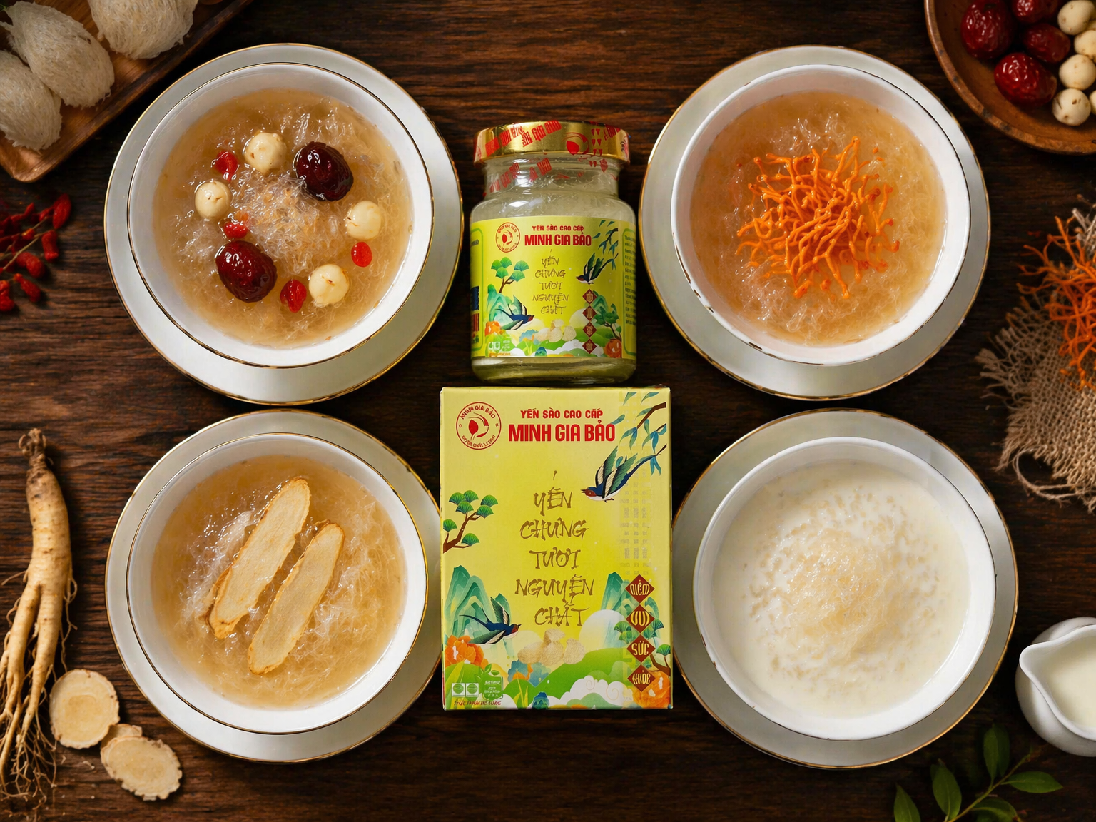 4 công thức chưng yến sào nâng cao thơm ngon bổ dưỡng với sản phẩm hũ yến chưng sẵn Minh Gia Bảo làm trung tâm